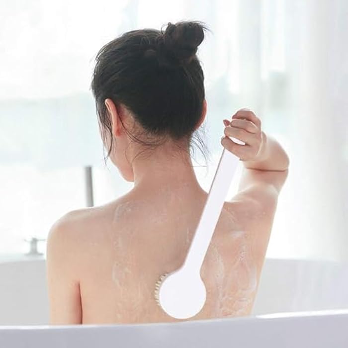 KREQU Bath Brush Back Scrubber for Bathing, Body Brush With Soft Comfortable Bristles Long Handle Gentle Exfoliation Improve Skin's Dry Brushing Body Back Scrubber for Shower - Image 2